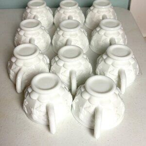 Westmoreland Milk Glass Tea Cups Set of 11 Grape and Ivy Vintage 1940-80